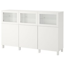 이케아 베스토 수납콤비네이션+도어 - 화이트 라프비켄/신드비크 화이트투명유리 180x42x112 cm
