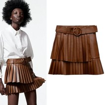 ZARA 레더 버클 미니 스커트 03046328776