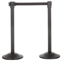 US Weight Sentry Plus Stanchion with Extended 11 Foot Retractable Belt (2 Pack), Black Extension