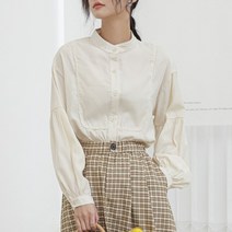 오버클래쓰 여성 차이나넥 셔츠 기본 데일리 심플 무지 블라우스
