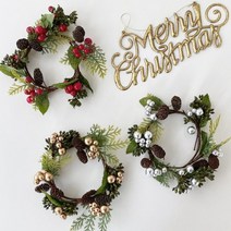 다니엘라 인테리어소품 미니원형 크리스마스리스 캔들링 벽리스, 골드