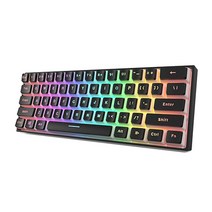 Gamakay MK61 61키 유선 기계식 게이밍 키보드 게이트론 광학 축 RGB 백라이트, 갈축, 블랙