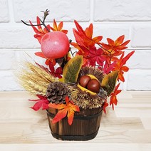 한소픈 가을 디스플레이 추수장식 오크통 바구니 핸드메이드 매장 장식소품 인테리어 소품 밤모형 감모형 단풍