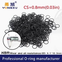 고무오링 니트릴 고무 10 개/몫 블랙 NBR CS 0.8mm 두께 OD6.1/6.6/8/8.25/8.6/9.5/11. 3mm O 링 가스켓 방수 시계 oring, [08] 123x107x08mm, [03] 60 pieces
