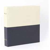 문구백서 대형 가죽앨범 접착식 포토앨범 40매, 아이보리+네이비-백지, 로얄 듀얼 접착식앨범