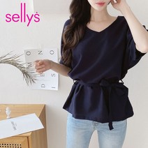 샐리 V넥벨티드블라우스_I3B-IBL007