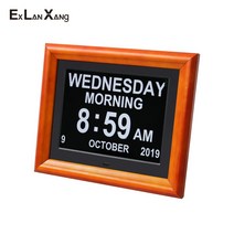 8 인치 전자 lcd 큰 문자 노인 의학 화면 알림 알람 시계 디지털 시계 사진 프레임 크리스마스 선물, 미국 플러그, 하얀색