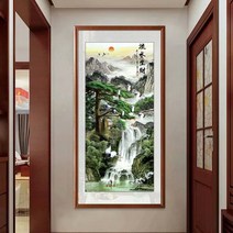 소나무 폭포 DIY 명화 보석십자수 동양화 비즈 자수 큐빅페인팅 건강 재물복 부모님 선물, 60x120cm, 1개