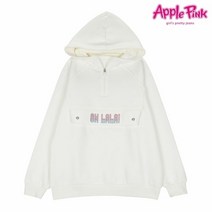 애플핑크 페이크포켓 반집업 후드티 APK8O764GSW