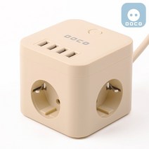 보코 USB 멀티탭 3구 2M 큐브 디자인 인테리어 캠핑 멀티 콘센트, 3구 4USB 사하라 베이지