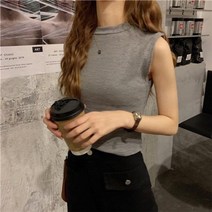 기타 바보사랑[옷자락]여자 슬렌더핏 무지민소매 흰색 타이트 나시티[무료배송]
