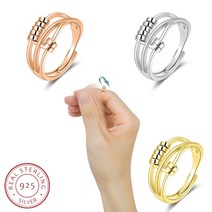 JAYMAY 피젯토이 손가락 스태킹 성공 행운 실버 은반지 오픈링