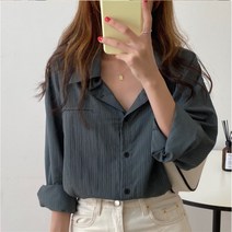 [예쁨시전] 여성 스트라이프 긴팔 블라우스 셔츠
