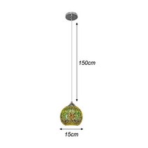 침실무드등모던한 창의력 불꽃 놀이 펜던트 램프 3D 비전 E27 유리 LED 컬러풀한 침실 샹들리에 카페 바, 01 S Size 15cm_02 Gold Body