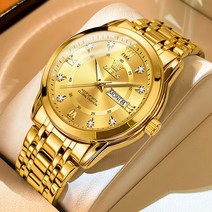 금장시계 메탈시계 가죽 OLEVS Men39s Watches Fashion Gold Original Quartz Watch for Man Stainless Steel Waterpr