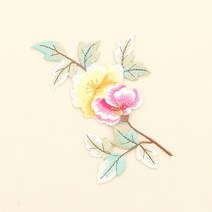 소잉홀릭 목단 꽃 자수장식 옐로우&핑크 73-887 / 한복자수패치