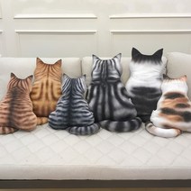 고양이 뒷태 애니멀 동물 쿠션 방석 학교 소품 인테리어 홈데코 방꾸미기 생일 선물 애견카페, 소_B