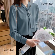 BestStar 2023 봄 여름 쉬폰 블라우스 여상의 V넥