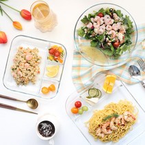 글라스 나눔 플레이트 식판 사각 M, 1개