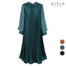 VIVID SG VIVID 여성 새틴배색 진주소매 루즈핏 원피스