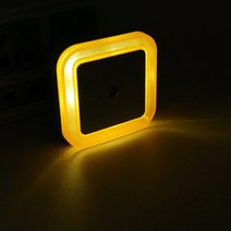 스마트 led 센서 라이트 새로운 독특한 선물 뜨거운 판매 창조적 인 선물 플러그인 조명 제어 야간 조명, 사각 또는 겨우살이 2pcs, 노란색