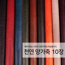 [레더키트]천연 가죽공예 원단 공방재료 리폼DIY원단 천연양가죽 10장, 어두운계열