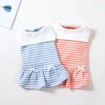 드몽드펫 강아지원피스 마린 스트라이프 원피스 강아지옷, 블루