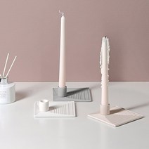 심플 사각 도자기 촛대 (3color) 모던촛대, 핑크