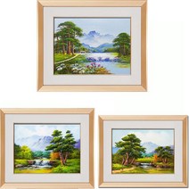(진품) 국내 유명 화가분이 직접 그린 진품 생기 물 풍경화그림 액자 부자되는 배산임수 산수화 풍경 액자 풍수 유화 현관 거실 사업장 침실 사무실 풍수에좋은 소나무 그림, 22번 그림