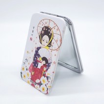 전통 사각 양면 거울 명월이 휴대용 미니 거울 외국인 선물 기념품, 1개