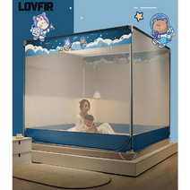 LOVFIR 텐트형모기장 사각 캐노피 모기장 떨어짐 방지 아기 모기장, 공룡