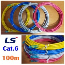 LS전선 UTP CAT6 블루RJ45 랜케이블 100m(제작상품), 옐로우(크로스), 1개