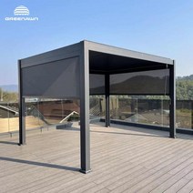 야외 조립식 원두막 정자 파고라 옥상 테라스 사각 인테리어 정원 평상 나무 만들기 바베큐장, 3x4m