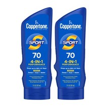 선크림 코퍼톤 스포츠 선스크린 SPF 70 로션 방수 선스크린 로션 광범위한 스펙트럼 SPF 70 선스크린 대용량 선스크린 팩 7fl oz 병 2개 팩
