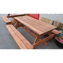 야외용 테이블 반조립 DIY 캠핑장 테이블 4인 6인 정원 옥상 원목 목재 목공, 도장 6인용