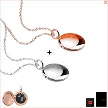 커플 사진목걸이 Round 20mm 로즈골드+실버 로켓빈티지목걸이 +선물포장