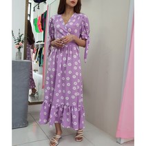 플라워 패턴 랩스타일 롱원피스