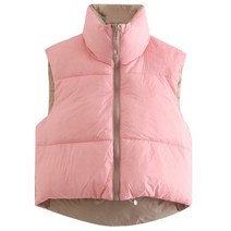 재킷을위한 여성 소매 복 포어 재킷 가역 지퍼 퀼트 자른 짧은 조끼