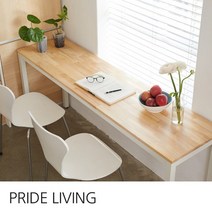 프라이드리빙 고무나무 원목 책상테이블_1800X450, 블랙다리