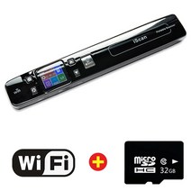 셀프북스캔 A4 휴대용 문서 및 사진 스캐너 와이파이 고속 북스캐너, 블랙 (+32G SD)