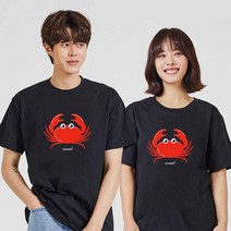 재밌는그래픽 인쇄티셔츠 오버핏 옆으로꽃게 여름반팔티 디지털프린팅 그래픽반팔티 9838ea