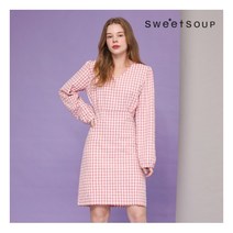 [스위트숲] 체크 벨 슬리브 원피스(WX3OPF1)