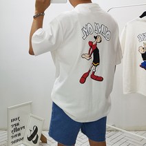 남녀공용 뽀빠이 올리브 오버핏 반팔티셔츠