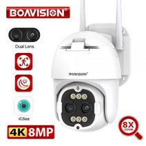4K 8mp 2.8mm -12mm 듀얼 렌즈 8 배 줌 PTZ 와이파이 IP 카메라 2K 4mp 실외 AI 인간 추적 2 방향 오디오 스마트 홈 보안 카메라, 05 4K 8MP NO TF Card_02 미국 플러그