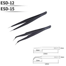 정전기방지매트 정전기방지시트 용접매트2/6PCS 정밀 족집게 세트 정전기 방지 스테인레스 스틸 족집게 수, 03 ESD-12 and ESD-15, 03 ESD-12 and ESD-15