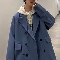 반코트 남자 남성 봄 코트 중년 털 모직
