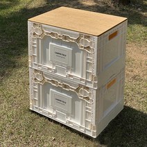 캠핑 필수템 캠퍼필드 멀티도어 우드상판 캠핑박스 2단캠핑박스 폴딩박스 캠핑용품 야영용품 피크닉용품, 탄