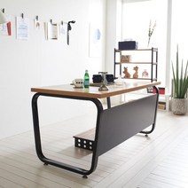 두툼한 철제프레임 1인업무책상 의자세트 1인용 서재, 스틸뷰1200+유리화이트