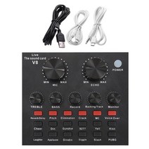 마이크스탠드 유튜브 방송용마이크거치대 2020 new v8 audio usb 외부 사운드 카드 헤드셋 웹캐스트 라이브 방송 장치 pc 전화 컴퓨터 액세서리, 검은 색