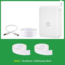 블루투스 프린터 A4 D110 포켓 무선 휴대용 종이 라벨 스티커 프린터 감열 가격 마커 사무실용 흰색, 02 D110 2Roll 12x30mm